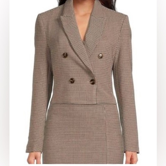 Lucy Paris Jackets & Blazers - Lucy Paris Brown Cropped Double-Breasted Blazer Size Medium